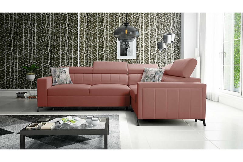 Galbally 3-sits Hörnbäddsoffa Dark pink - Möbler - Vardagsrum - Bäddsoffor - Hörnbäddsoffa