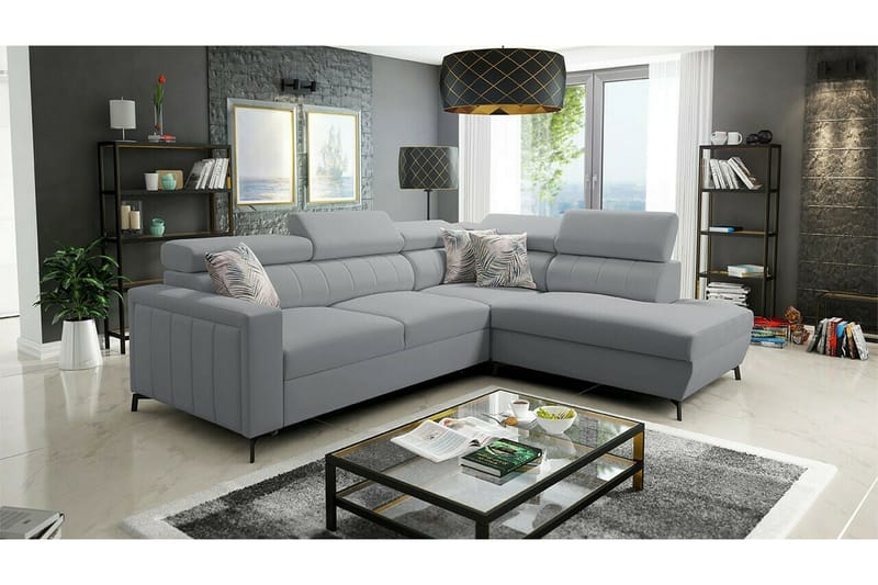 Galbally 3-sits Hörnbäddsoffa Grå/Ljusgrå - Möbler - Vardagsrum - Bäddsoffor - Hörnbäddsoffa