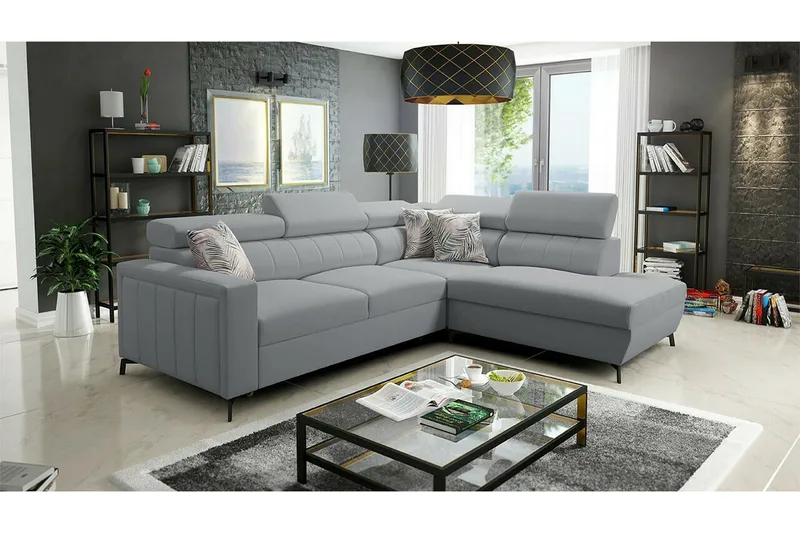 Galbally 3-sits Hörnbäddsoffa Grey/Light grey - Möbler - Vardagsrum - Bäddsoffor - Hörnbäddsoffa