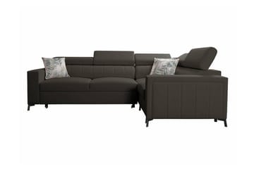 Galbally 3-sits Hörnbäddsoffa Höger 275x198 cm med Förvaring i Sammet - Mörkbrun - Möbler - Vardagsrum - Bäddsoffor - Hörnbäddsoffa