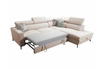 Galbally 3-sits Hörnbäddsoffa Höger 275x224 cm med Förvaring i Sammet - Mörkbrun - Möbler - Vardagsrum - Bäddsoffor