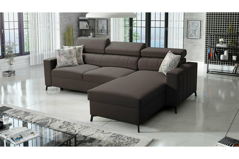 Galbally 3-sits Hörnbäddsoffa Mörkbrun - Möbler - Vardagsrum - Bäddsoffor - Hörnbäddsoffa