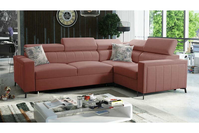 Galbally 3-sits Hörnbäddsoffa Mörkrosa - Möbler - Vardagsrum - Bäddsoffor - Hörnbäddsoffa