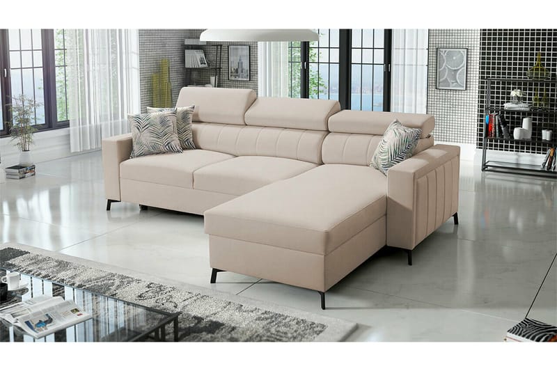 Galbally 3-sits Hörnbäddsoffa NO_BRAND beige - Möbler - Vardagsrum - Bäddsoffor