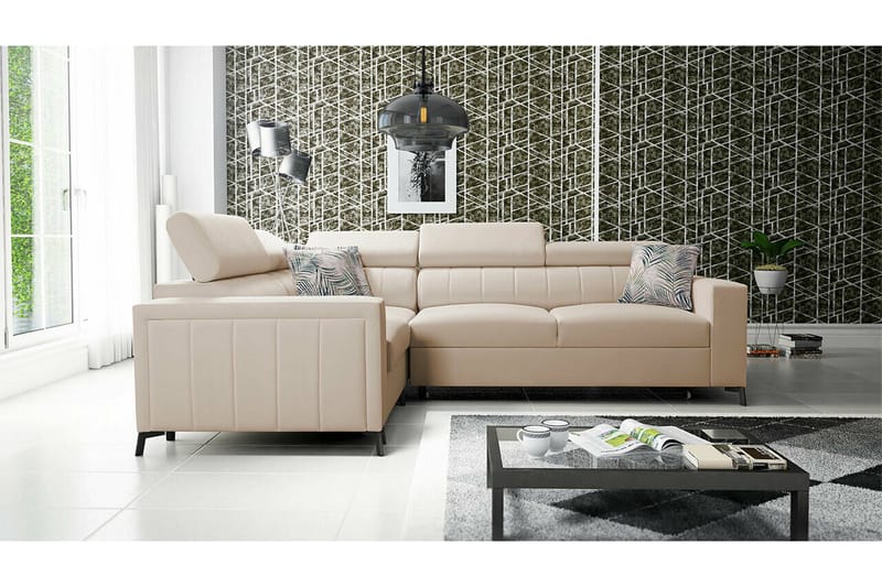 Galbally 3-sits Hörnbäddsoffa NO_BRAND beige - Möbler - Vardagsrum - Bäddsoffor - Hörnbäddsoffa