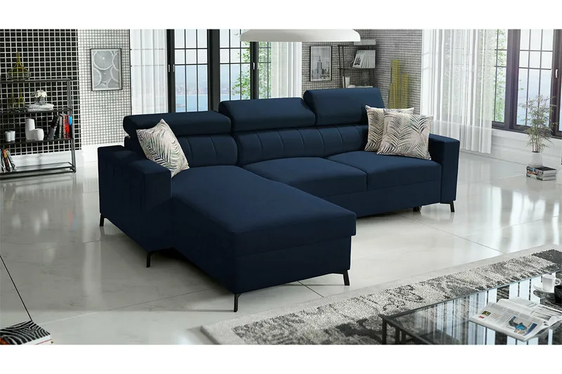 Galbally 3-sits Hörnbäddsoffa NO_BRAND Dark blue - Möbler - Vardagsrum - Bäddsoffor - Hörnbäddsoffa