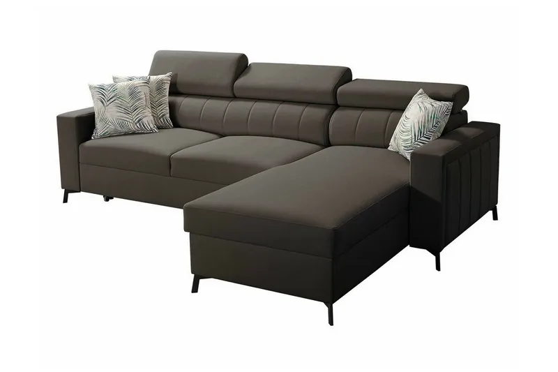 Galbally 3-sits Hörnbäddsoffa NO_BRAND Dark brown - Möbler - Vardagsrum - Bäddsoffor - Hörnbäddsoffa