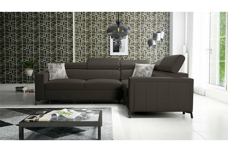 Galbally 3-sits Hörnbäddsoffa NO_BRAND Dark brown - Möbler - Vardagsrum - Bäddsoffor - Hörnbäddsoffa