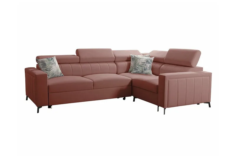 Galbally 3-sits Hörnbäddsoffa NO_BRAND Dark pink - Möbler - Vardagsrum - Bäddsoffor - Hörnbäddsoffa