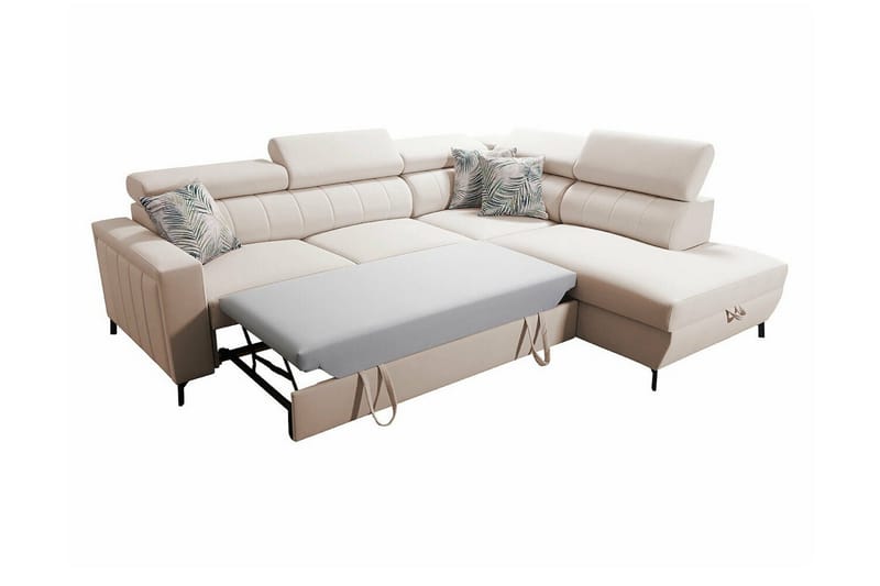 Galbally 3-sits Hörnbäddsoffa NO_BRAND Light grey - Möbler - Vardagsrum - Bäddsoffor - Hörnbäddsoffa