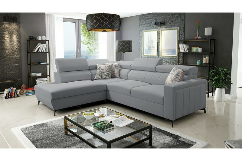 Galbally 3-sits Hörnbäddsoffa NO_BRAND Light grey - Möbler - Vardagsrum - Bäddsoffor - Hörnbäddsoffa