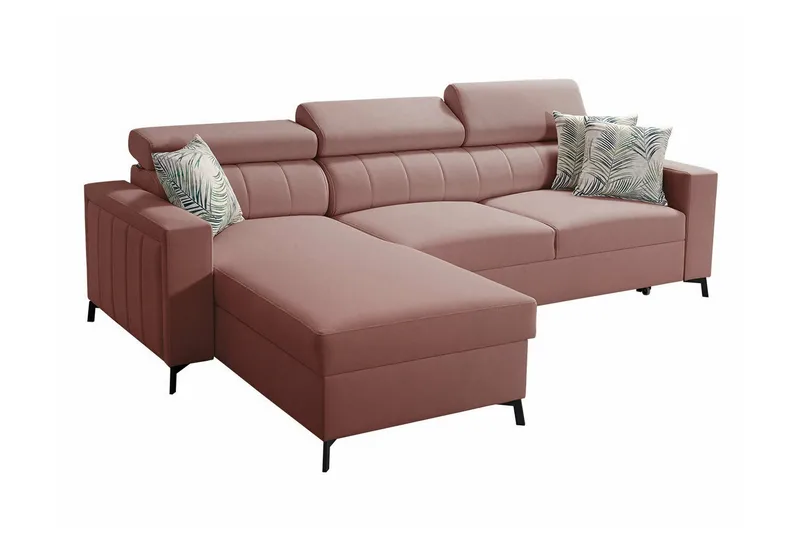Galbally 3-sits Hörnbäddsoffa NO_BRAND Pink - Möbler - Vardagsrum - Bäddsoffor - Hörnbäddsoffa