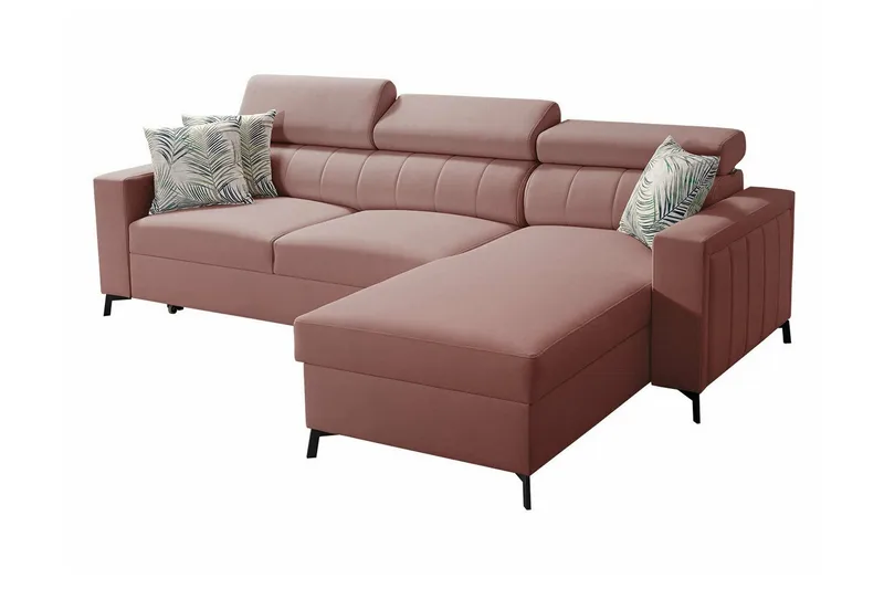Galbally 3-sits Hörnbäddsoffa NO_BRAND Pink - Möbler - Vardagsrum - Bäddsoffor - Hörnbäddsoffa