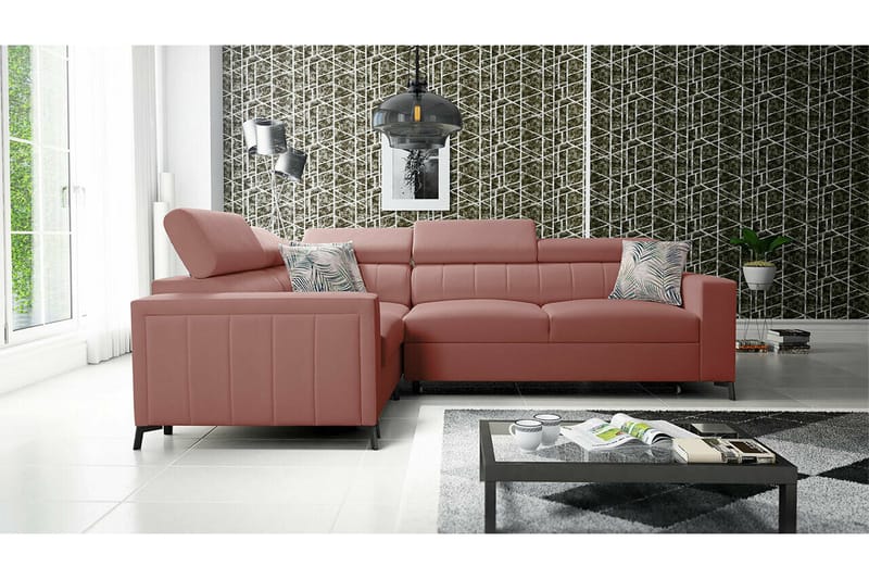 Galbally 3-sits Hörnbäddsoffa NO_BRAND Pink - Möbler - Vardagsrum - Bäddsoffor - Hörnbäddsoffa