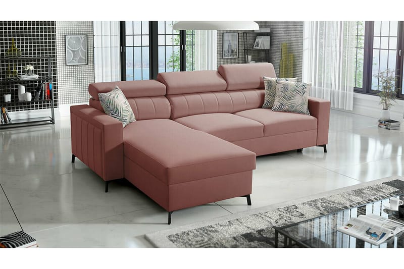 Galbally 3-sits Hörnbäddsoffa Rosa - Möbler - Vardagsrum - Bäddsoffor - Hörnbäddsoffa