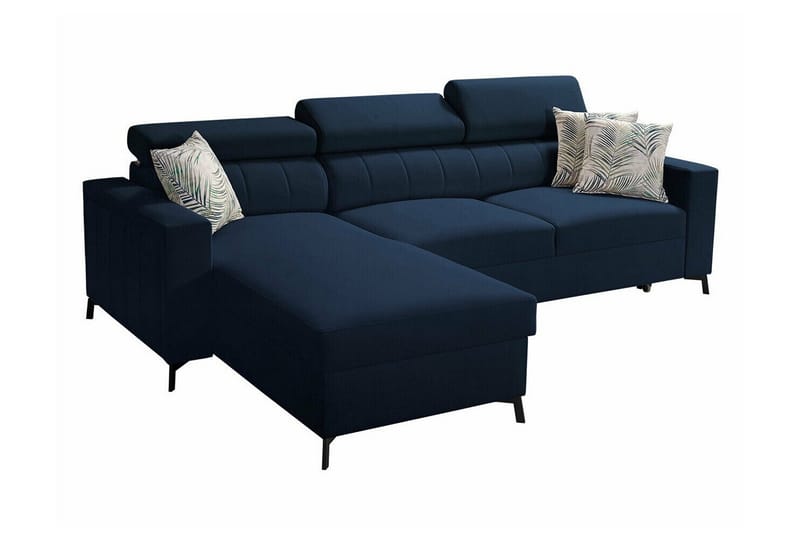 Galbally 3-sits Hörnbäddsoffa Vänster 250x171 cm med Förvaring i Sammet, Mörkblå