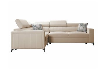 Galbally 3-sits Hörnbäddsoffa Vänster 275x198 cm med Förvaring i Sammet - Beige - Möbler - Vardagsrum - Bäddsoffor - Hörnbäddsoffa