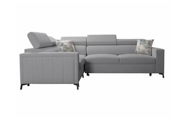 Galbally 3-sits Hörnbäddsoffa Vänster 275x198 cm med Förvaring i Sammet - Ljusgrå - Möbler - Vardagsrum - Bäddsoffor - Hörnbäddsoffa
