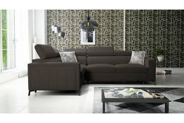 Galbally 3-sits Hörnbäddsoffa Vänster 275x198 cm med Förvaring i Sammet - Mörkbrun - Möbler - Vardagsrum - Bäddsoffor - Hörnbäddsoffa