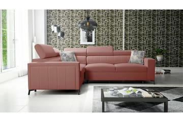 Galbally 3-sits Hörnbäddsoffa Vänster 275x198 cm med Förvaring i Sammet - Rosa - Möbler - Vardagsrum - Bäddsoffor - Hörnbäddsoffa