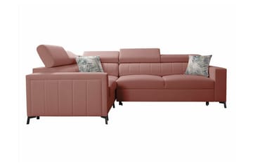 Galbally 3-sits Hörnbäddsoffa Vänster 275x198 cm med Förvaring i Sammet - Rosa - Möbler - Vardagsrum - Bäddsoffor - Hörnbäddsoffa