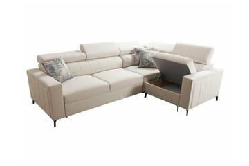 Galbally 3-sits Hörnbäddsoffa Vänster 275x198 cm med Förvaring i Sammet - Rosa - Möbler - Vardagsrum - Bäddsoffor - Hörnbäddsoffa