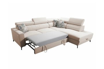 Galbally 3-sits Hörnbäddsoffa Vänster 275x224 cm med Förvaring i Sammet - Ljusrosa - Möbler - Vardagsrum - Bäddsoffor