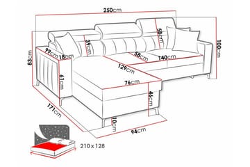 Galbally 3-sits Hörnbäddsoffa - Möbler - Vardagsrum - Bäddsoffor
