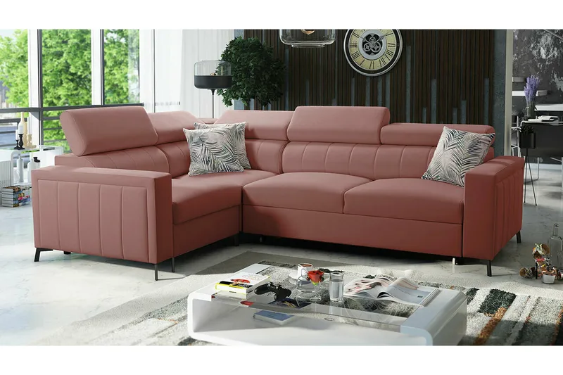 Galbally 3-sits Hörnbäddsoffa Pink - Möbler - Vardagsrum - Bäddsoffor - Hörnbäddsoffa