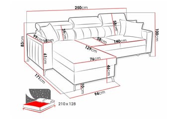 Galbally 3-sits Hörnbäddsoffa - Möbler - Vardagsrum - Bäddsoffor