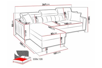 Galbally 3-sits Hörnbäddsoffa - Möbler - Vardagsrum - Bäddsoffor