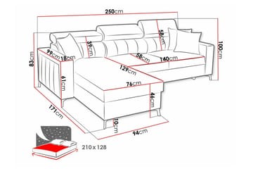 Galbally 3-sits Hörnbäddsoffa - Möbler - Vardagsrum - Bäddsoffor