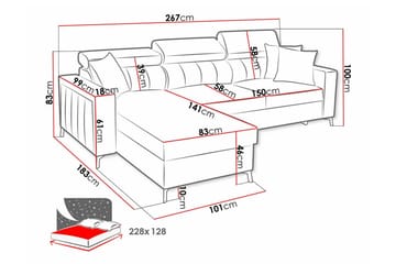 Galbally 3-sits Hörnbäddsoffa - Möbler - Vardagsrum - Bäddsoffor