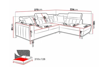 Galbally 3-sits Hörnbäddsoffa - Möbler - Vardagsrum - Bäddsoffor