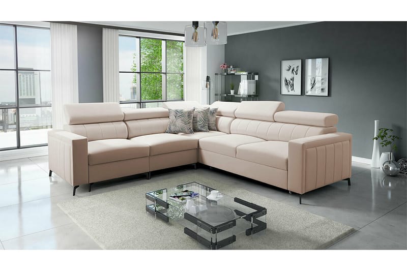 Galbally 4-sits Hörnbäddsoffa Beige - Möbler - Vardagsrum - Bäddsoffor - Hörnbäddsoffa