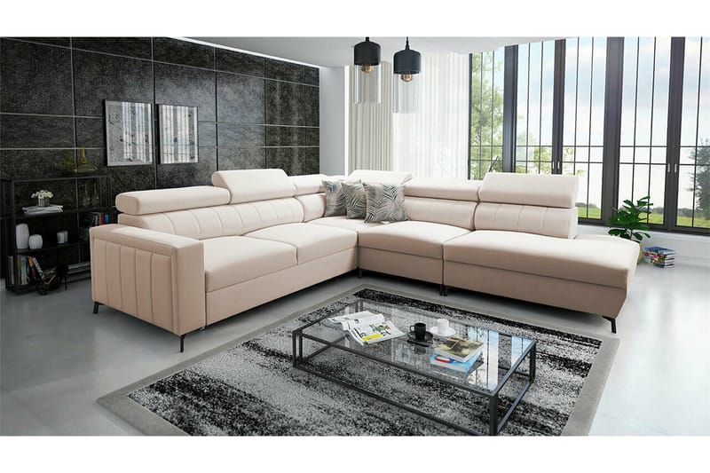Galbally 4-sits Hörnbäddsoffa Beige - Möbler - Vardagsrum - Bäddsoffor - Hörnbäddsoffa