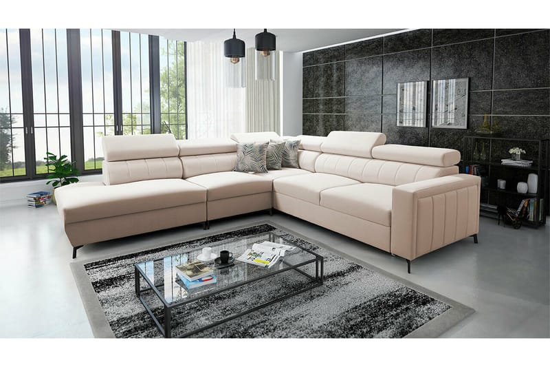 Galbally 4-sits Hörnbäddsoffa Beige - Möbler - Vardagsrum - Bäddsoffor - Hörnbäddsoffa
