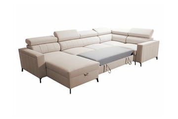 Galbally 4-sits Hörnbäddsoffa Beige/Light beige - Möbler - Vardagsrum - Bäddsoffor - Hörnbäddsoffa