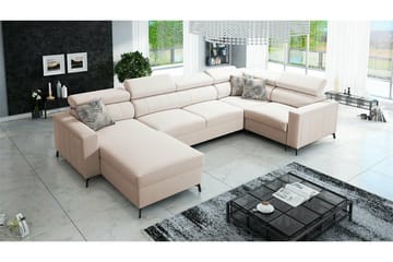 Galbally 4-sits Hörnbäddsoffa Beige/Light beige - Möbler - Vardagsrum - Bäddsoffor - Hörnbäddsoffa