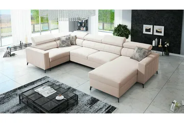 Galbally 4-sits Hörnbäddsoffa Beige/Light beige - Möbler - Vardagsrum - Bäddsoffor - Hörnbäddsoffa