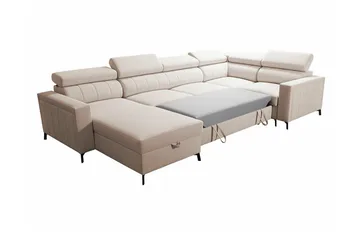 Galbally 4-sits Hörnbäddsoffa Beige/Light beige - Möbler - Vardagsrum - Bäddsoffor - Hörnbäddsoffa