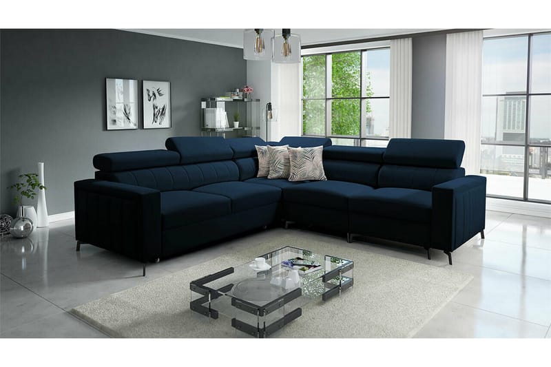 Galbally 4-sits Hörnbäddsoffa Dark blue - Möbler - Vardagsrum - Bäddsoffor - Hörnbäddsoffa
