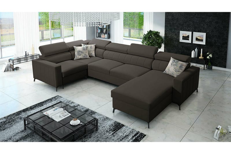 Galbally 4-sits Hörnbäddsoffa Dark brown - Möbler - Vardagsrum - Bäddsoffor - Hörnbäddsoffa