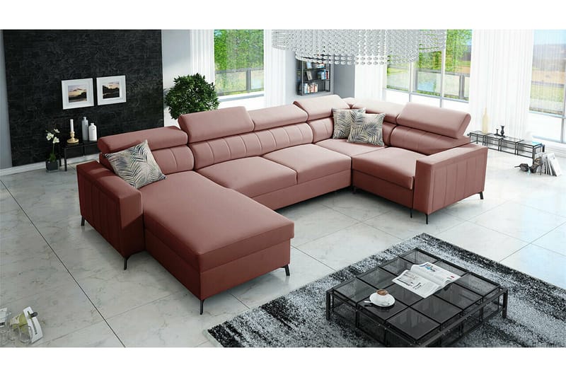 Galbally 4-sits Hörnbäddsoffa Light pink - Möbler - Vardagsrum - Bäddsoffor - Hörnbäddsoffa