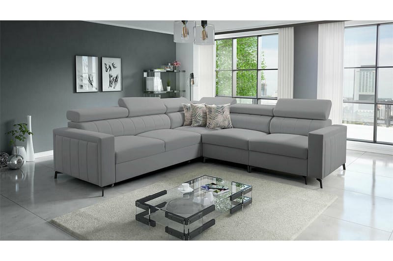 Galbally 4-sits Hörnbäddsoffa Ljusgrå - Möbler - Vardagsrum - Bäddsoffor - Hörnbäddsoffa