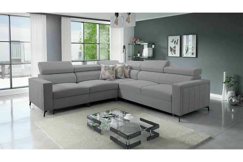 Galbally 4-sits Hörnbäddsoffa Ljusgrå - Möbler - Vardagsrum - Bäddsoffor - Hörnbäddsoffa