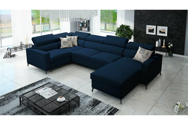 Galbally 4-sits Hörnbäddsoffa Mörkblå - Möbler - Vardagsrum - Bäddsoffor - Hörnbäddsoffa