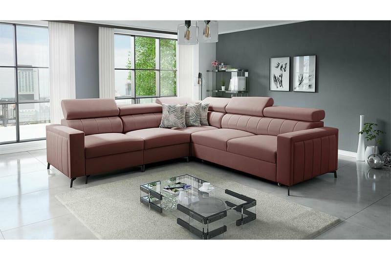 Galbally 4-sits Hörnbäddsoffa Mörkrosa - Möbler - Vardagsrum - Bäddsoffor - Hörnbäddsoffa