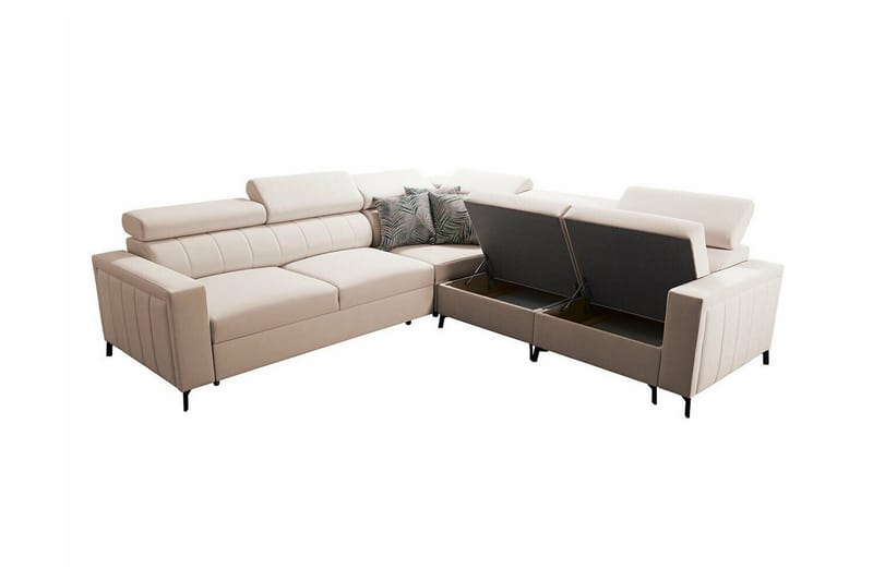 Galbally 4-sits Hörnbäddsoffa NO_BRAND beige - Möbler - Vardagsrum - Bäddsoffor - Hörnbäddsoffa