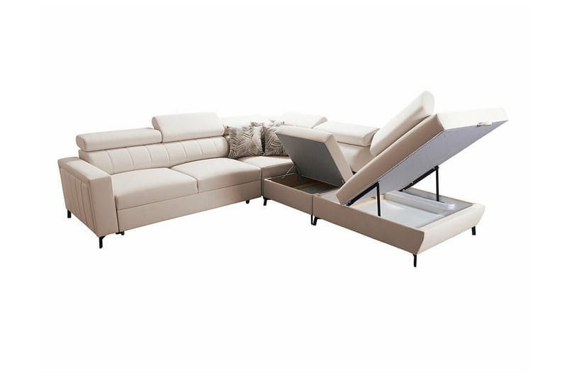 Galbally 4-sits Hörnbäddsoffa NO_BRAND beige - Möbler - Vardagsrum - Bäddsoffor - Hörnbäddsoffa